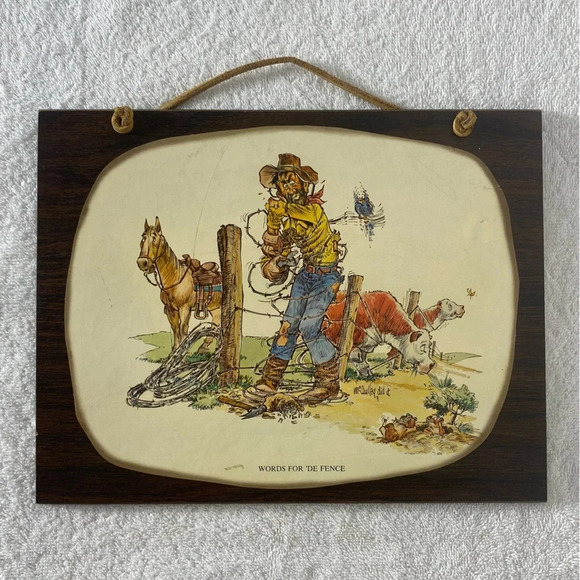 Vintage Cartoon  Art Wall Decor Farmer Cowboy Rancher - Picture 1 of 12